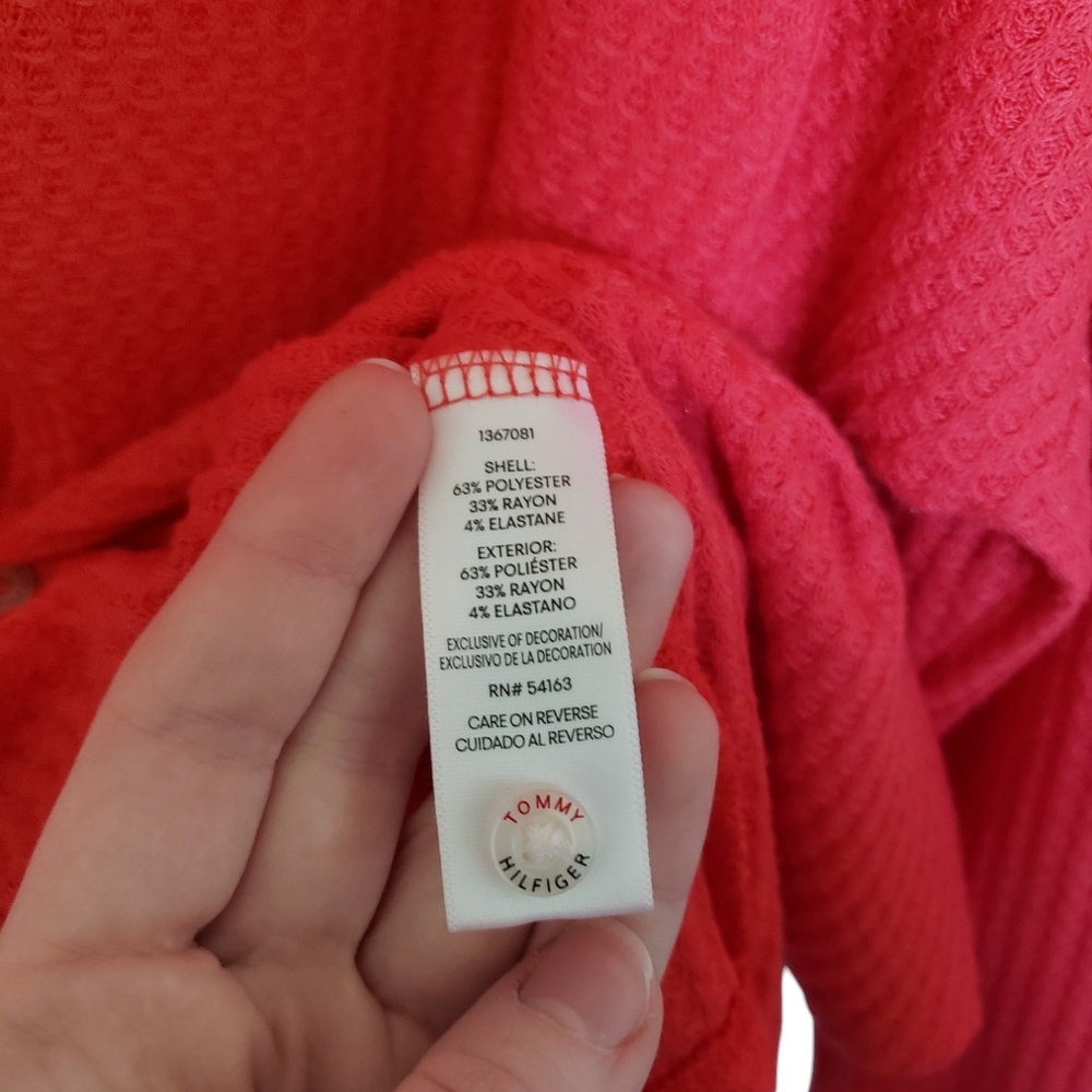 Tommy Hilfiger Pink Oversized Waffle Knit Sweater Size Small - Picture 3 of 6